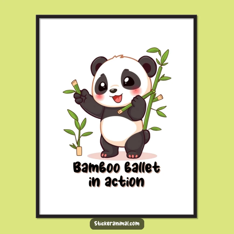 Funny Panda Digital Art: Playful Cub Bamboo Instant Joy Gift