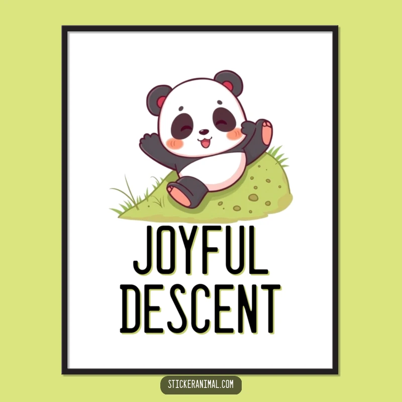 Funny Panda Tumble Digital Art: Playful Bear Rolling, Instant Fun Download