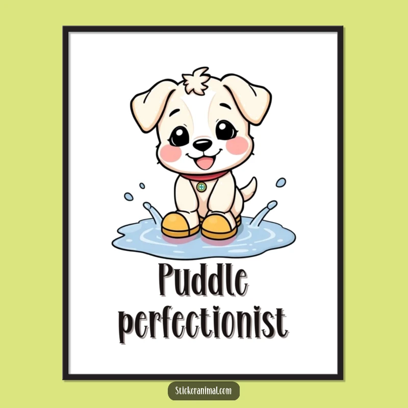 Funny Puppy Splash Digital Art - Instant Cheerful Decor - Unique Funny Gift!