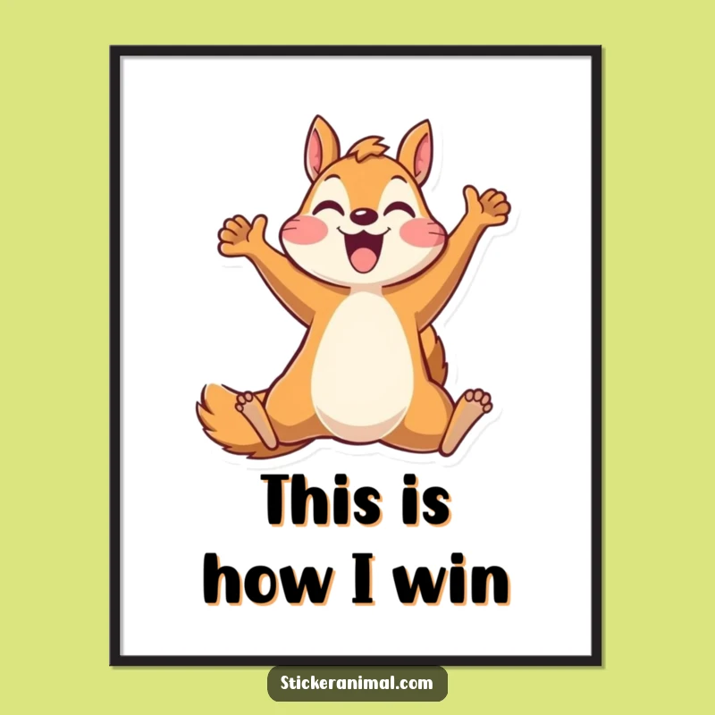 Funny Squirrel Leap Digital Print: Instant Joyful Decor, Perfect Humorous Gift