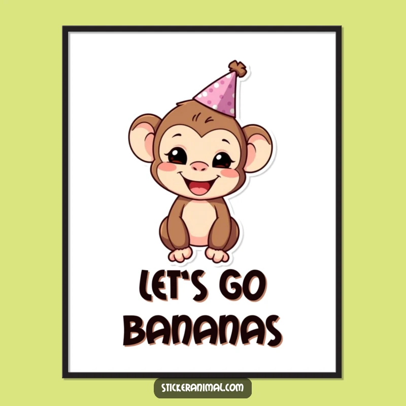 Funny Monkey Party Digital Art: Cheerful Character Celebration Art for Your Walls
