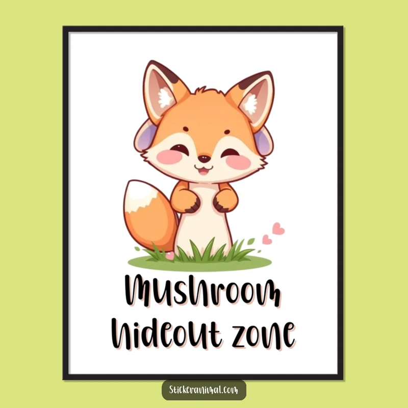 Funny Fox Cub Digital Art - Instant Woodland Humor and Mischief for Walls