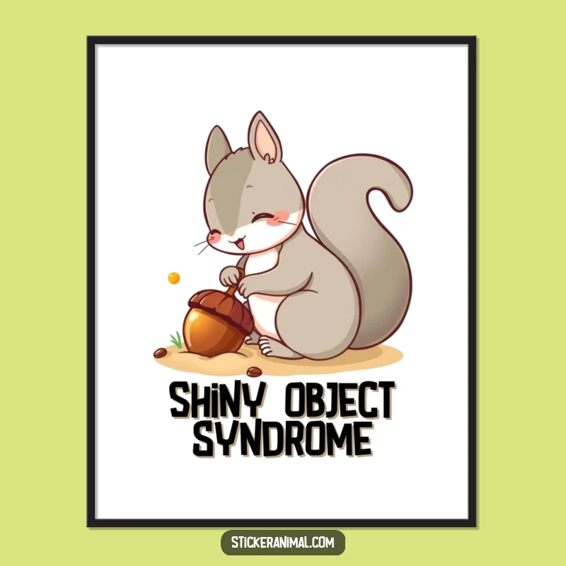 Funny Squirrel Acorn Digital Art: Instant Mischievous Wall Decor