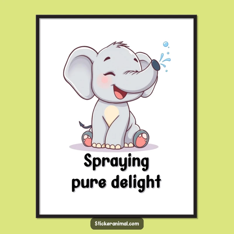 Instant Funny Elephant Calf Art Print: Adorable Decor - Downloadable Gift!