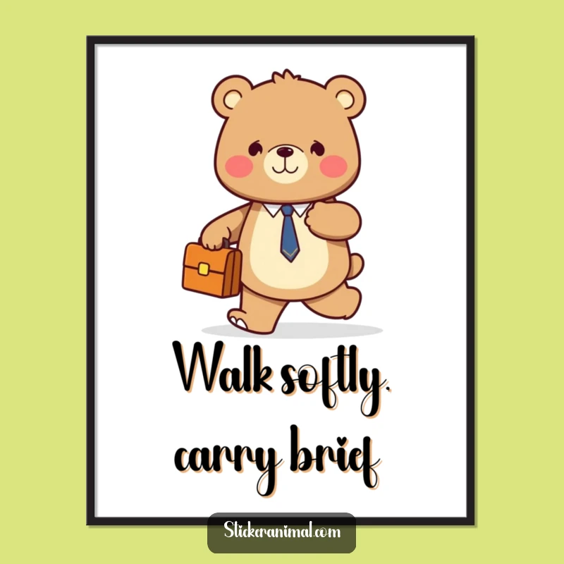 Funny Bear Business Art Print: Instant Motivational Decor for Your Space