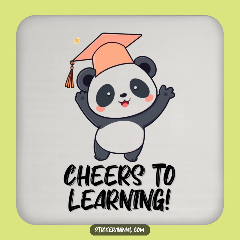 Funny Panda Graduation Coaster - Protect Surfaces with Style - Cute Funny Gift!