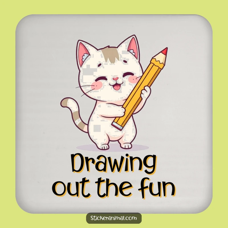 Funny Cat Artist Coaster: Protect Surfaces with Playful Feline's Art