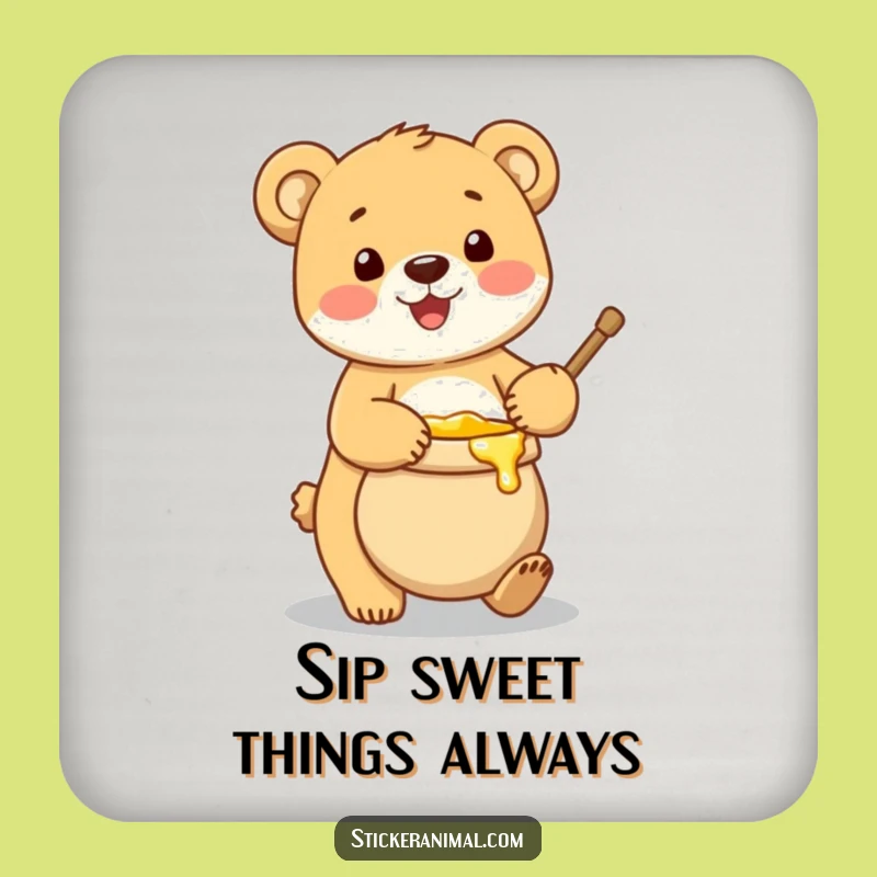 Funny Bear Cub Honey Pot Coaster: Protect Your Surface with Sweet Humor