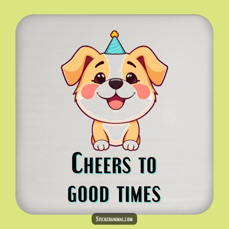 Funny Dog Party Hat Drink Coaster: Happy Pup Protection, Perfect Funny Gift!