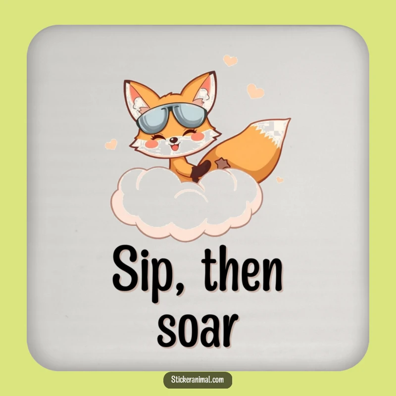 Funny Fox Coaster: Cloud Pilot Adventure, Protects Surfaces Hilariously!