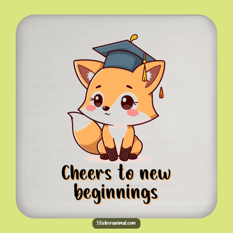 Funny Graduation Fox Coasters: Protect Surfaces With Hilarious Cap Toss Style