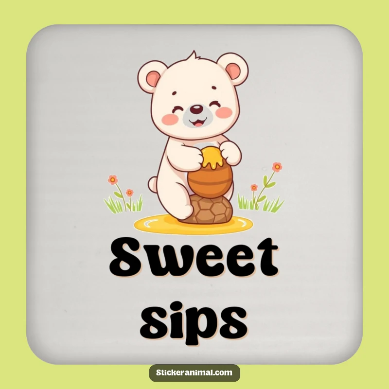 Funny Happy Bear Coasters - Protect Surfaces with Sweet Humor, a Delightful Funny Gift!