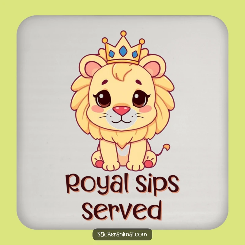 Funny Lion Crown Coaster: Protect Surfaces with Regal Humor