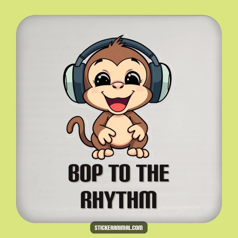 Funny Monkey Headphones Coaster, Playful Music Protection, Perfect Funny Gift