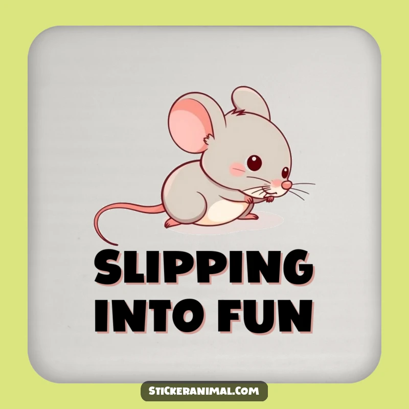 Funny Mouse Tail Slide Drink Coaster: Protect Surfaces With Mischievous Mouse Art