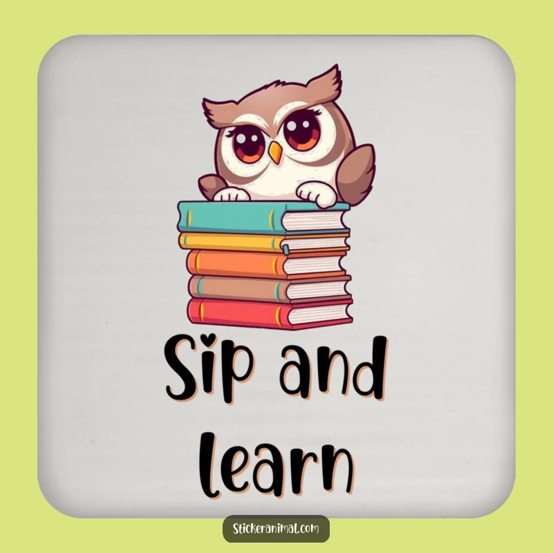 Funny Owl Book Coaster: Curious Art for Tables, Perfect Gift