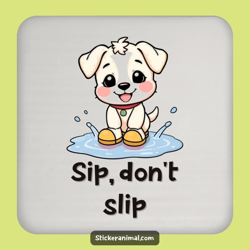 Funny Puppy Puddle Coaster - Protect with Fun - Cute Funny Gift!