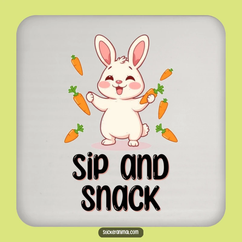 Funny Rabbit Juggling Drink Coaster: Giggling Protection, Perfect Funny Gift!