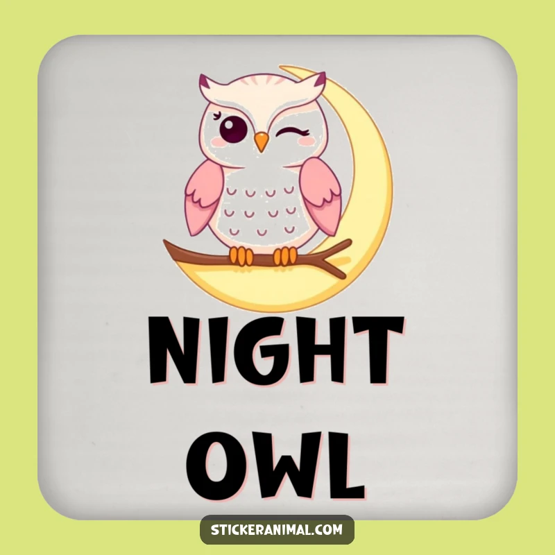 Funny Winking Owl Drink Coaster - Protect Surfaces with Nocturnal Charm
