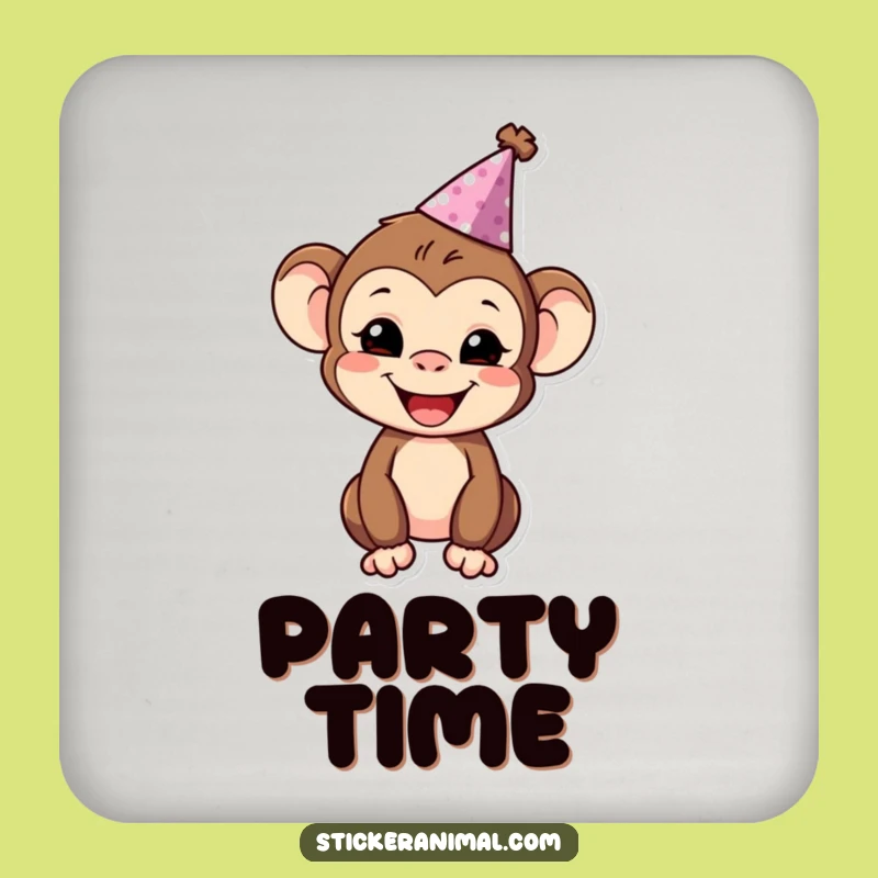 Funny Monkey Party Coaster: Protect Your Surface with This Cheerful Character's Flair