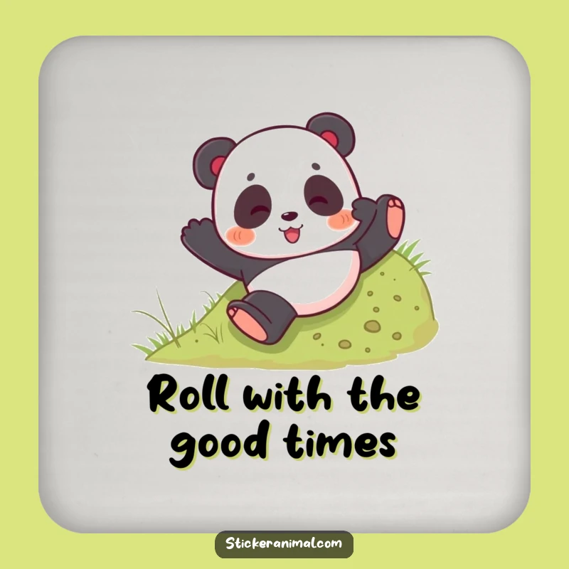 Funny Panda Tumble Drink Coaster: Playful Protection with Rolling Humor