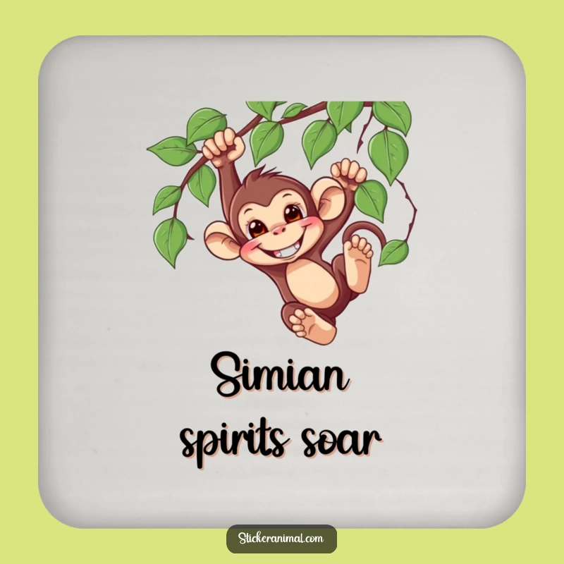 Funny Monkey Swinging Coaster Set: Primate Protection, Perfect Gift