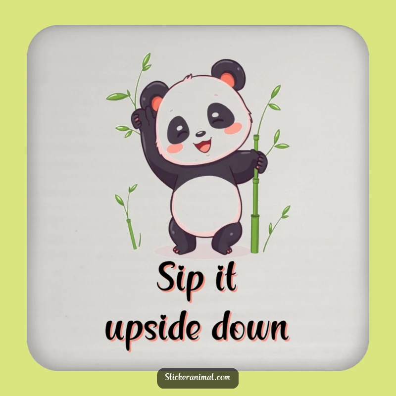 Funny Panda Handstand Coaster: Protect Surfaces with Joyful Bear's Yoga