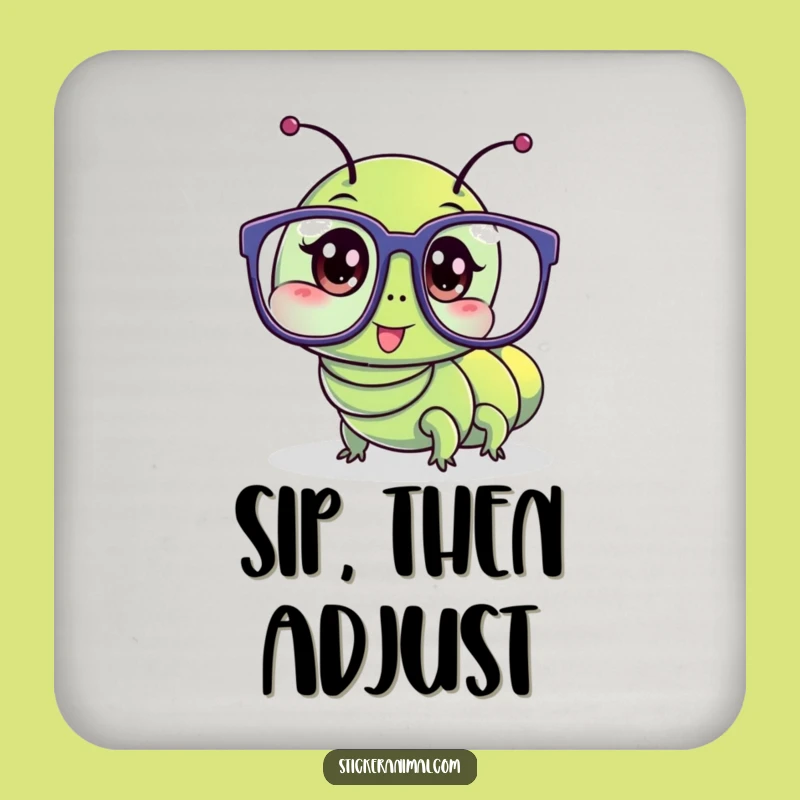 Funny Caterpillar Glasses Coaster: Wobbly Art for Tables, Perfect Gift