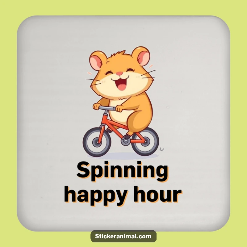 Funny Hamster Bike Coaster: Speedy Art for Tables, Perfect Gift