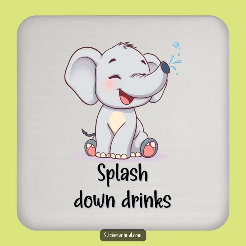 Funny Elephant Calf Coaster: Protect Surfaces with a Splash - Unique Gift!