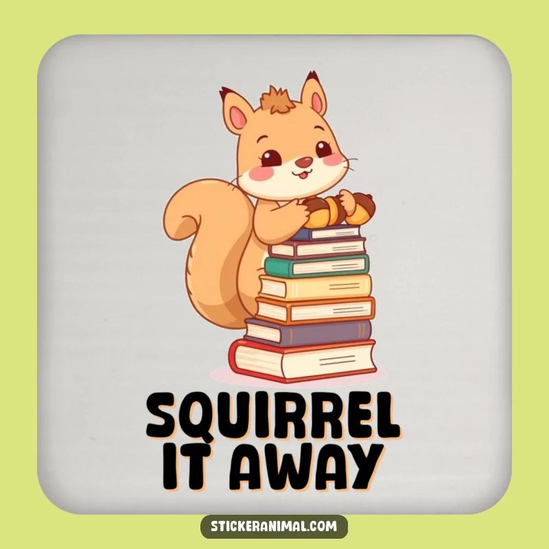 Funny Squirrel Coaster Set: Cute Acorn Book Decor, Perfect Gift