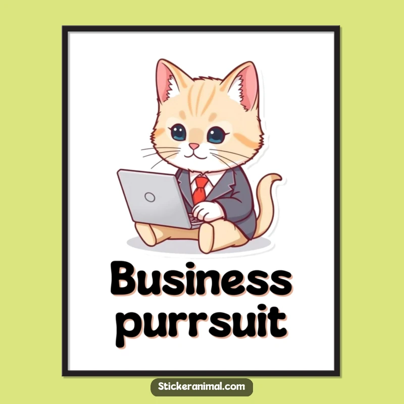 Funny Cat Business Suit Poster - Hilarious Office Art for Professionals