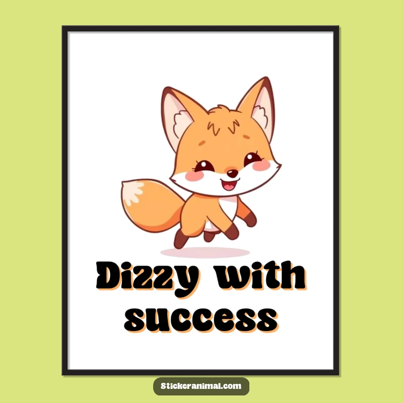 Funny Fox Tail Chase Poster: Whimsical Wall Art, Perfect Humorous Decor