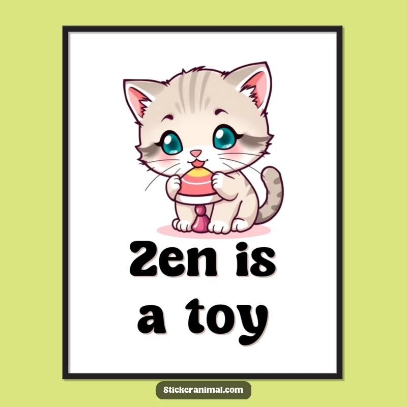Funny Kitten Spinning Top Poster - Charming Wall Art - Perfect Funny Gift!