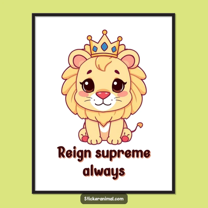 Funny Lion Crown Poster: Cute Regal Art Print for Your Walls