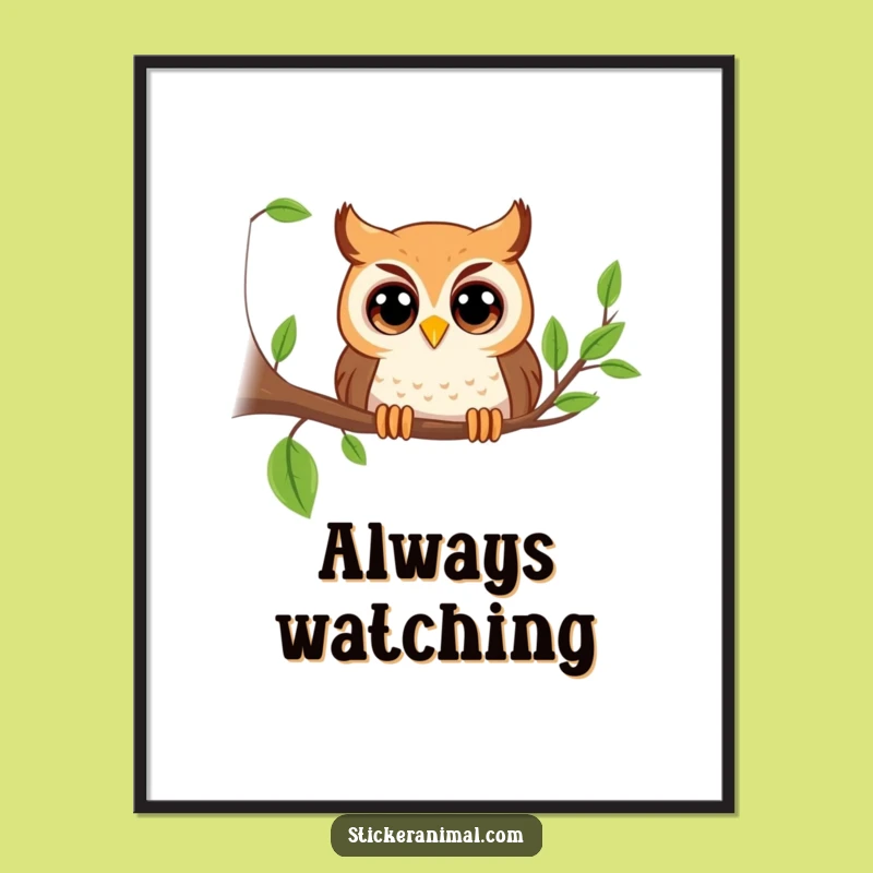 Funny Owl Big Eyes Poster: Playful Peeking Art, Bring Whimsy Home!