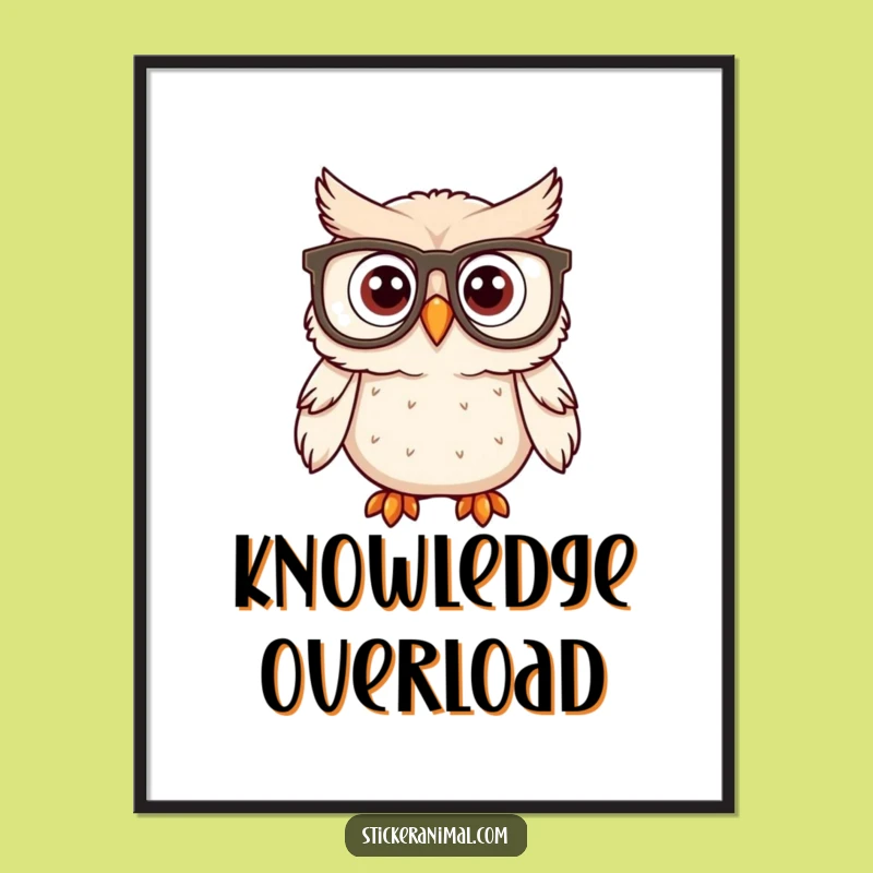 Funny Owl Spectacles Poster: Whimsical Art Print for Curious Minds