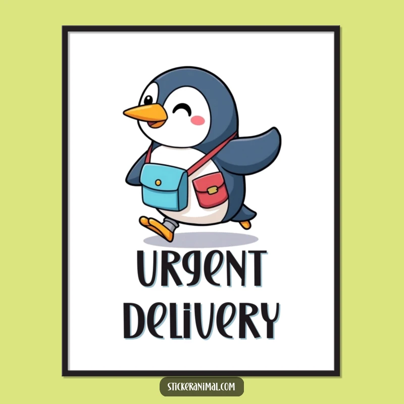 Funny Penguin Messenger Bag Poster: Add a Dash of Whimsy to Your Walls
