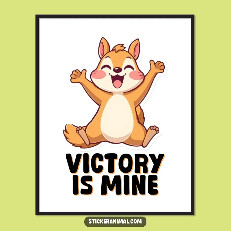 Funny Squirrel Leap Poster: Vibrant Wall Art for a Joyful, Humorous Space