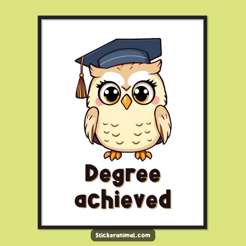 Funny Surprised Owl Poster - Graduation Wall Art for Scholars and Gifts