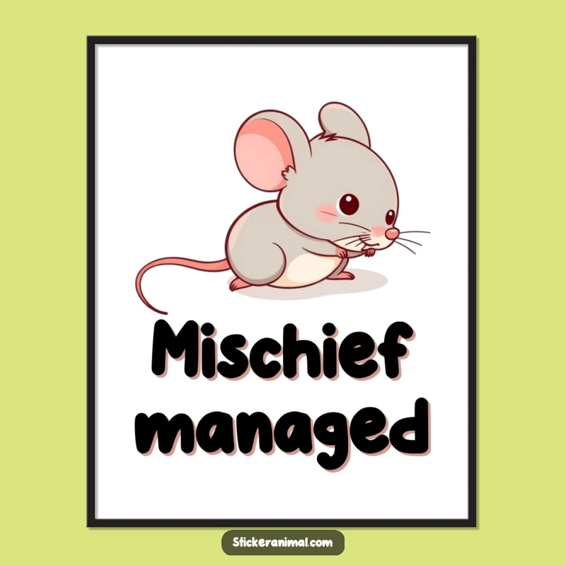 Funny Mouse Tail Slide Poster: Mischievous Mouse Art For Playful Decor