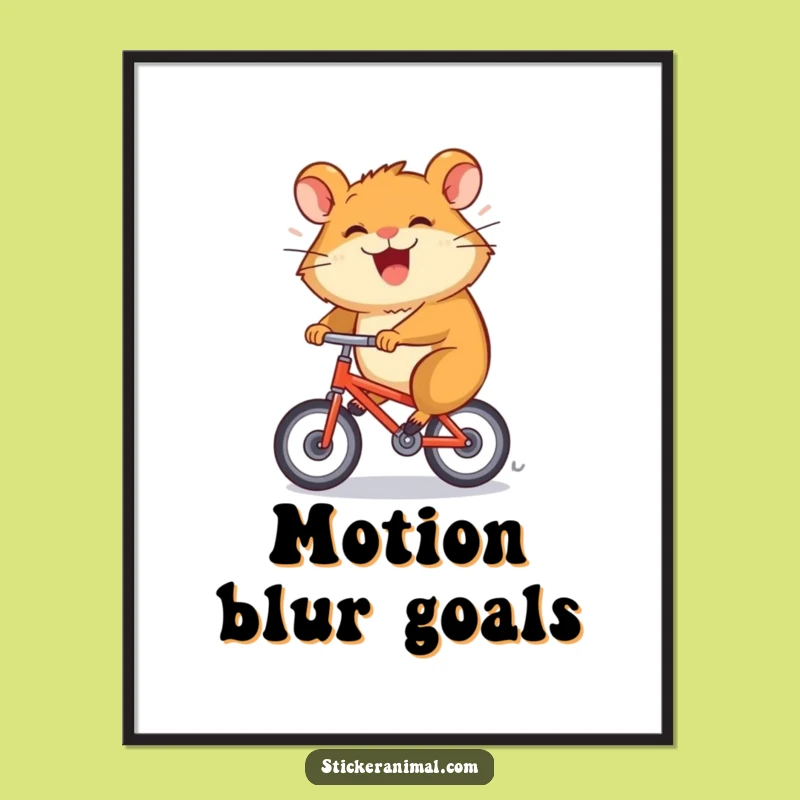 Funny Hamster Bike Poster: Speedy Art Print, Perfect Wall Decor Gift