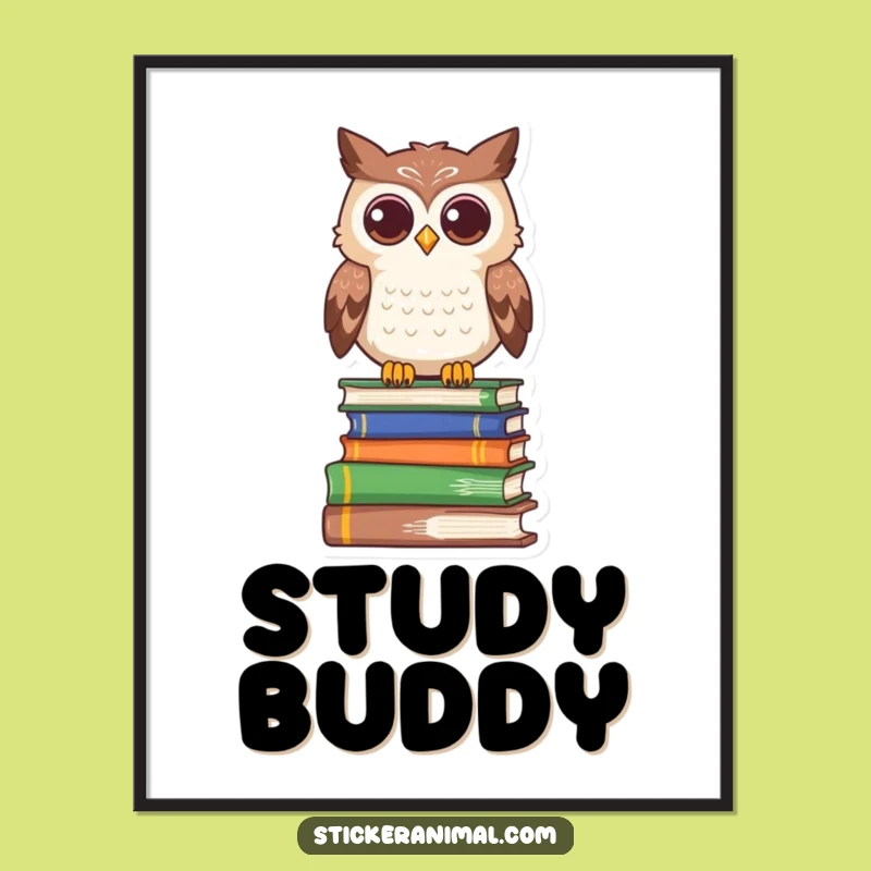 Funny Owl Book Poster: Curious Character Art Gift