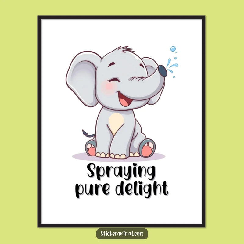 Vibrant Funny Elephant Calf Poster: Adorable Wall Art for Joyful Homes - Great Gift!