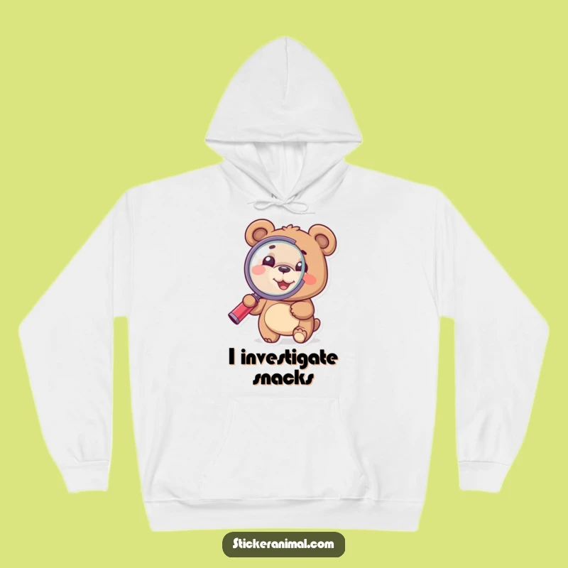 Funny Bear Expedition Hoodie: Curious Explorer Magnifying Glass, Cozy & Hilarious Gift