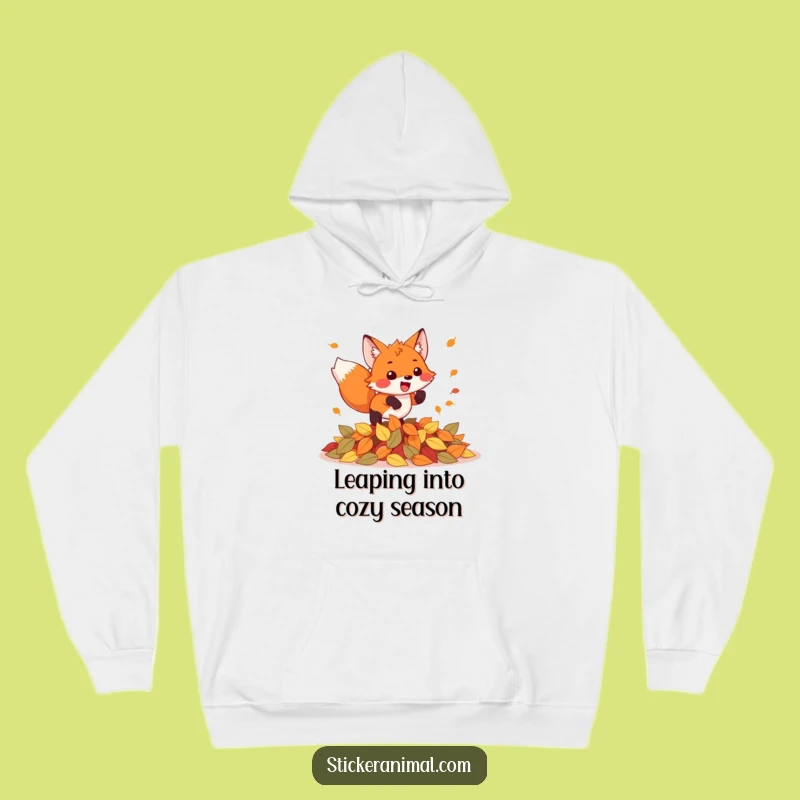 Funny Fox Pouncing Leaves Hoodie: Cozy Up with this Hilarious Autumn Animal Design