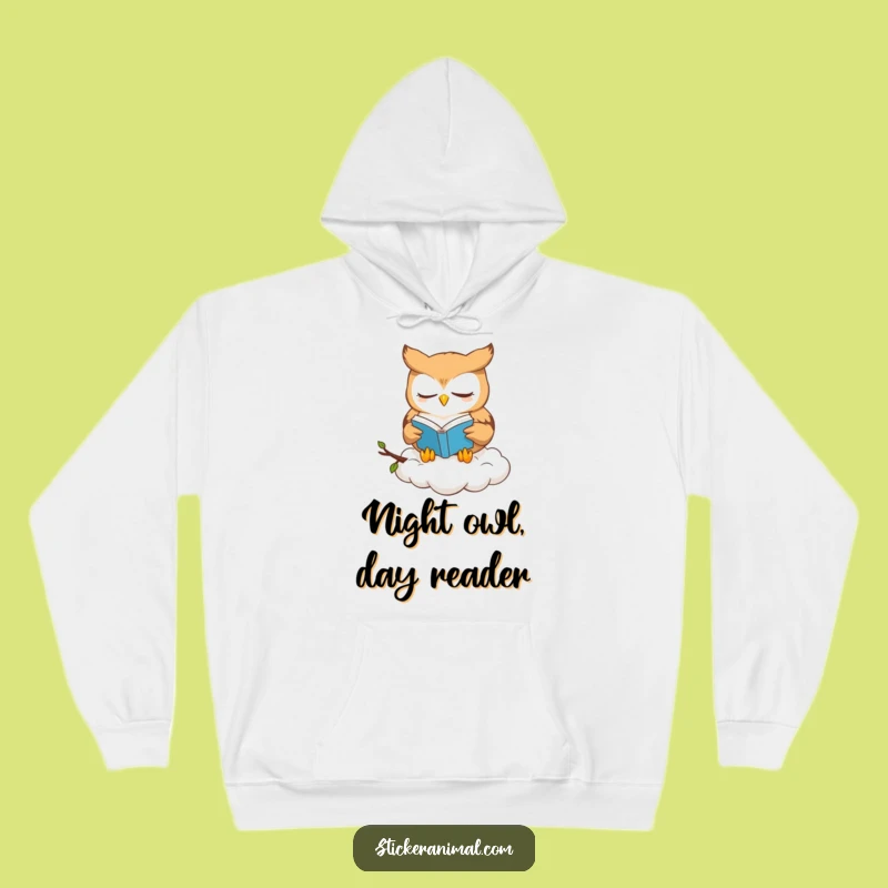 Funny Owl Book Lover Hoodie: Cozy Cute Owl Reads on Cloud, Warm Gift
