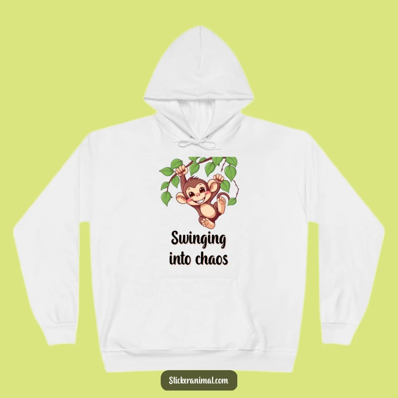 Funny Monkey Swinging Hoodie: Cozy Primate, Perfect Warm & Fun Gift