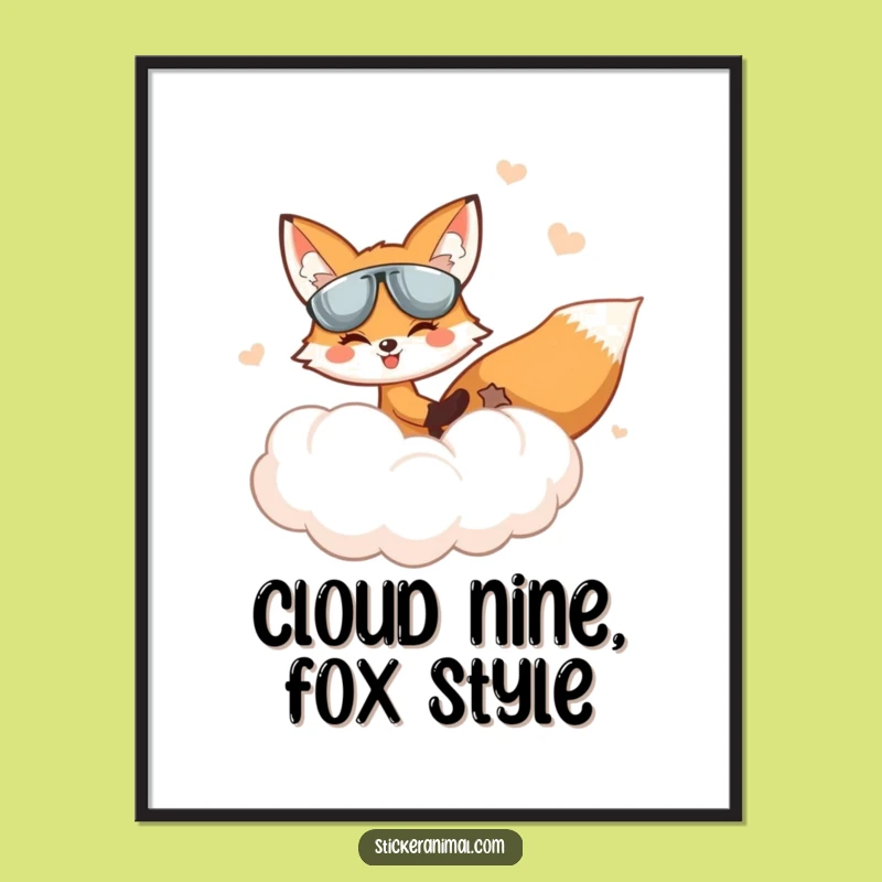 Funny Free Printable Wall Art Fox Cloud Pilot Downloadable Art