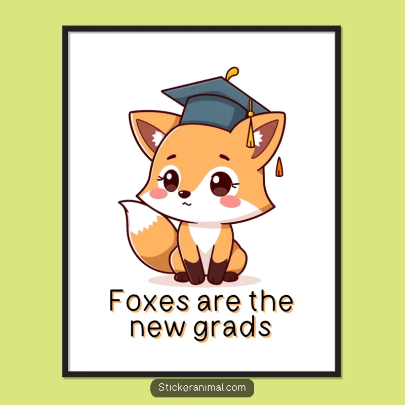 Funny Free Printable Wall Art: Tossing Fox Graduate - Quirky Decor
